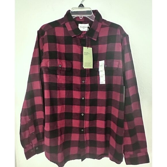 NWT Goodfellow & Co Midweight Standard Fit Button Down Flannel Shirt Size L - Picture 1 of 10